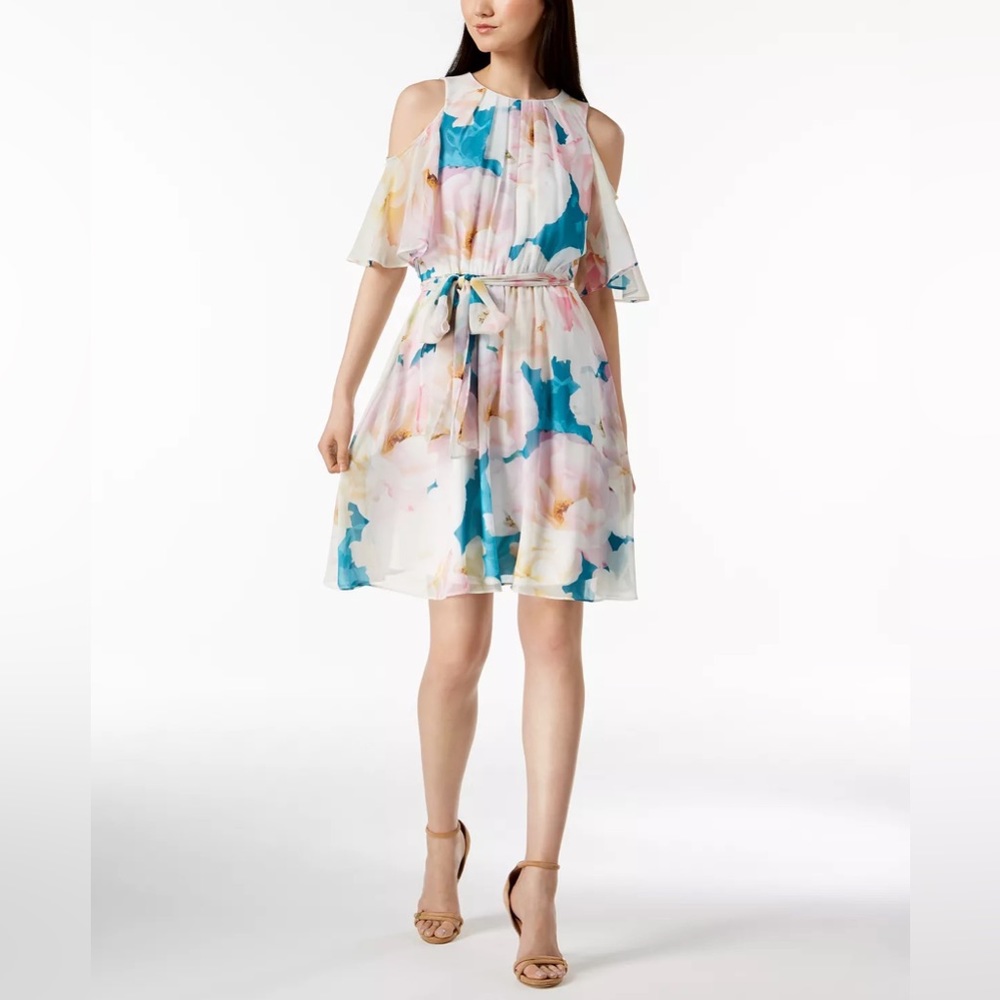 Calvin Klein Cold Shoulder Pastel Dress